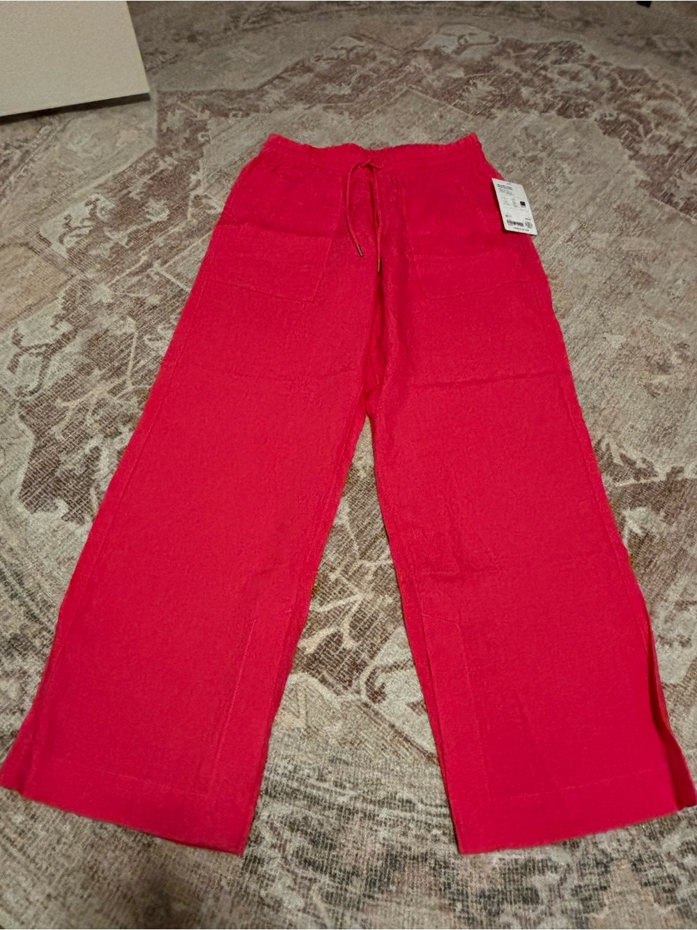 NWT, Women’s Small Magenta Athleta Linen wide leg pants